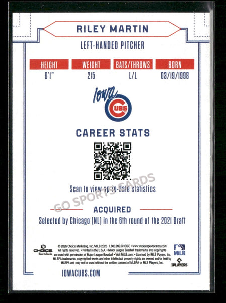 2026 Iowa Cubs Riley Martin