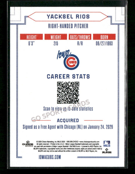 2026 Iowa Cubs Yacksel Rios
