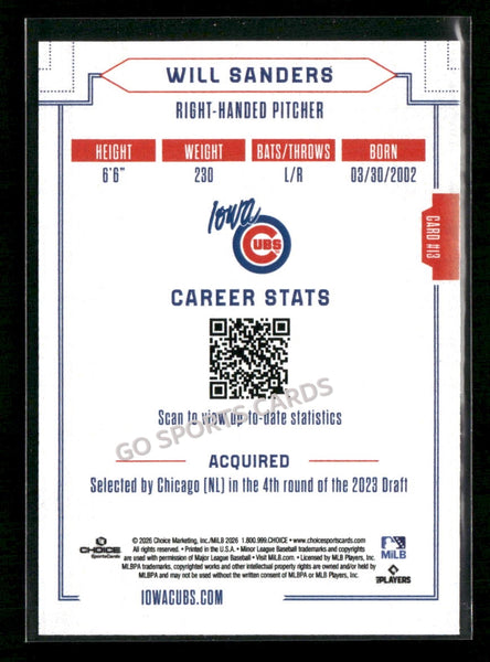 2026 Iowa Cubs Will Sanders