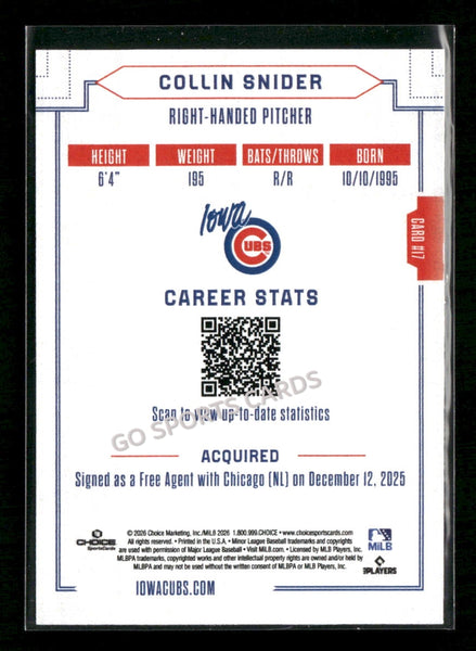 2026 Iowa Cubs Collin Snider
