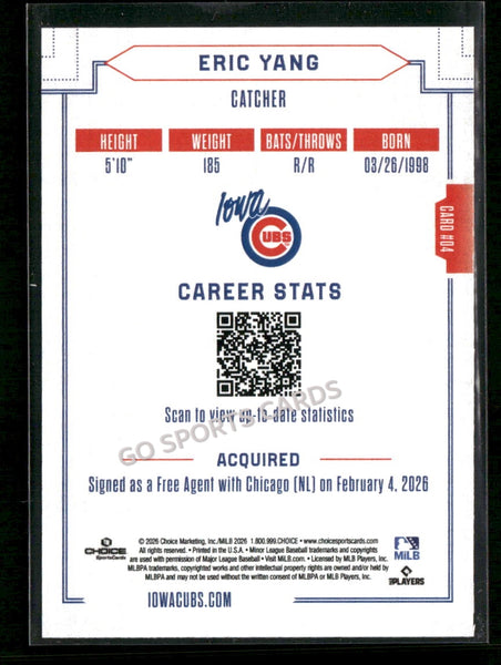 2026 Iowa Cubs Eric Yang