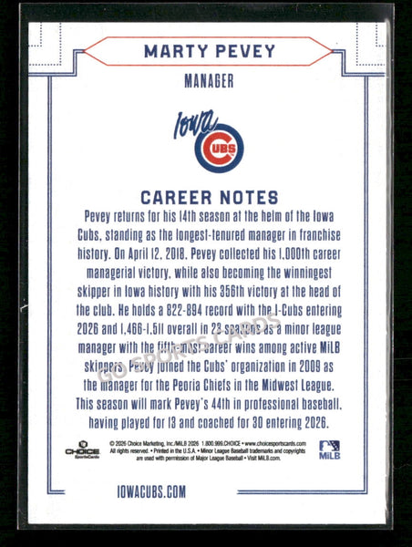 2026 Iowa Cubs Marty Pevey