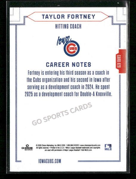 2026 Iowa Cubs Taylor Fortney