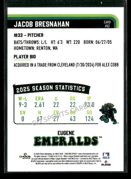 2026 Eugene Emeralds Jacob Bresnahan