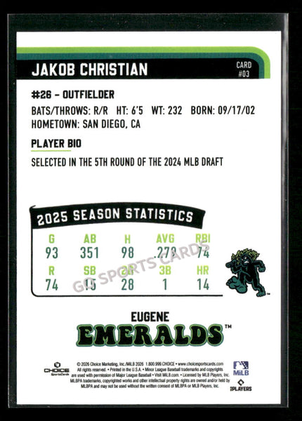 2026 Eugene Emeralds Jakob Christian