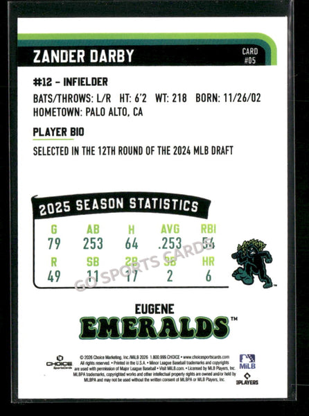 2026 Eugene Emeralds Zander Darby