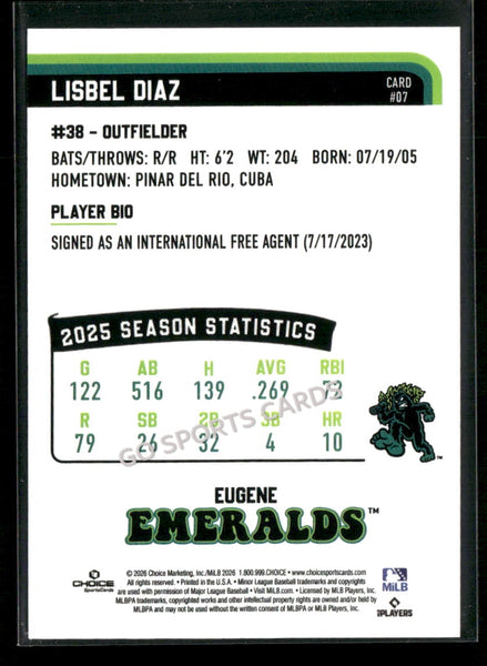 2026 Eugene Emeralds Lisbel Diaz