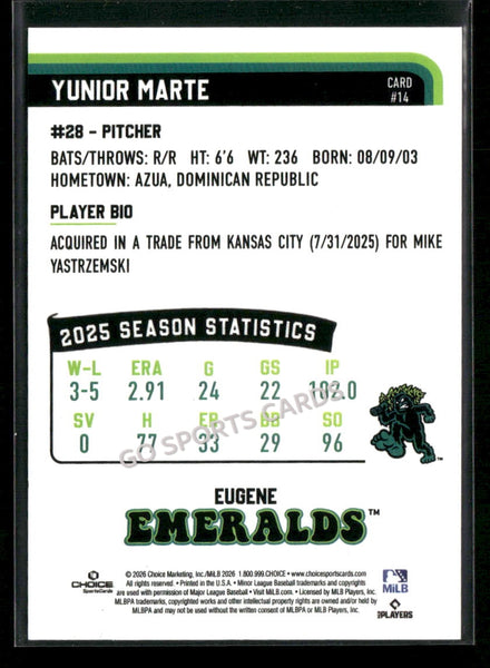 2026 Eugene Emeralds Yunior Marte