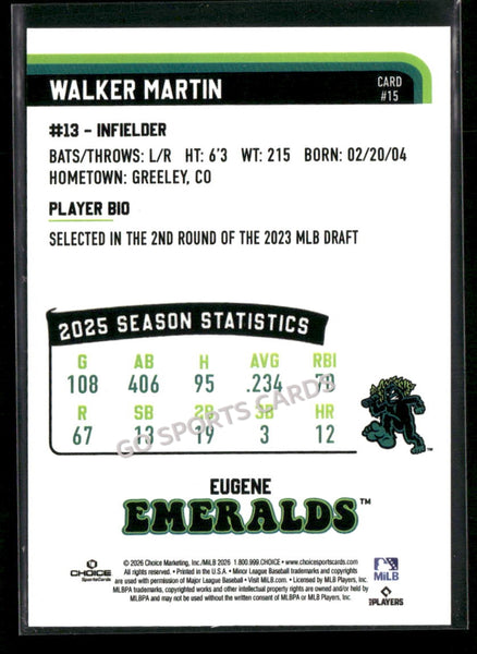 2026 Eugene Emeralds Walker Martin