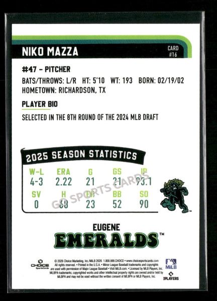 2026 Eugene Emeralds Niko Mazza