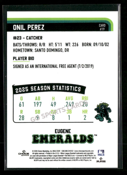2026 Eugene Emeralds Onil Perez