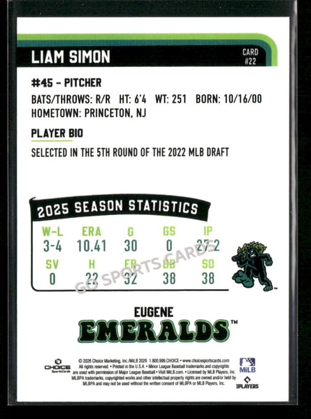 2026 Eugene Emeralds Liam Simon