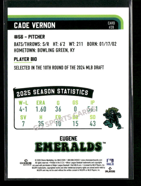 2026 Eugene Emeralds Cade Vernon