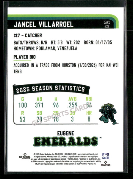 2026 Eugene Emeralds Jancel Villarroel