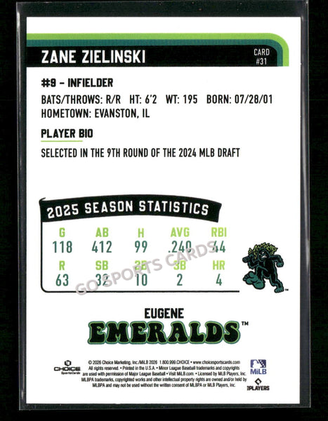 2026 Eugene Emeralds Zane Zielinski