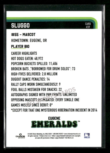 2026 Eugene Emeralds Sluggo Mascot