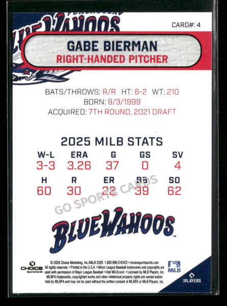 2026 Pensacola Blue Wahoos Gabe Bierman