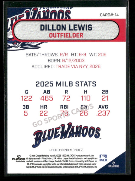 2026 Pensacola Blue Wahoos Dillon Lewis