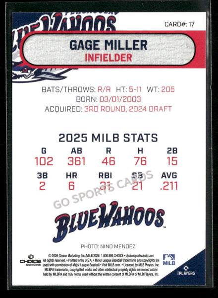 2026 Pensacola Blue Wahoos Gage Miller
