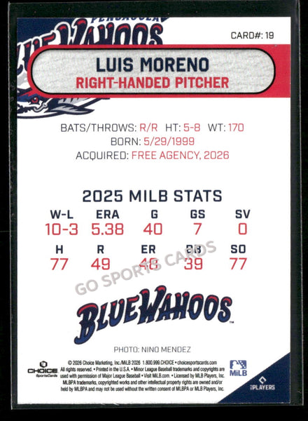 2026 Pensacola Blue Wahoos Luis Moreno