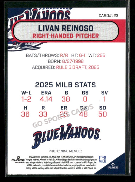 2026 Pensacola Blue Wahoos Livan Reinoso