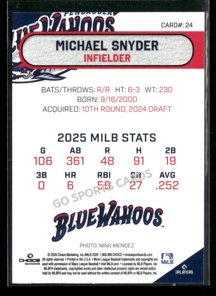 2026 Pensacola Blue Wahoos Michael Snyder