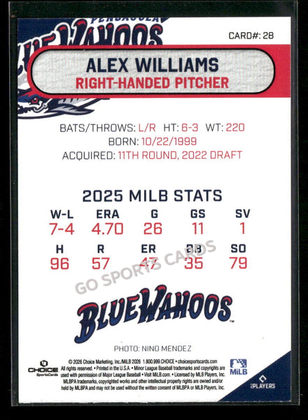 2026 Pensacola Blue Wahoos Alex Williams