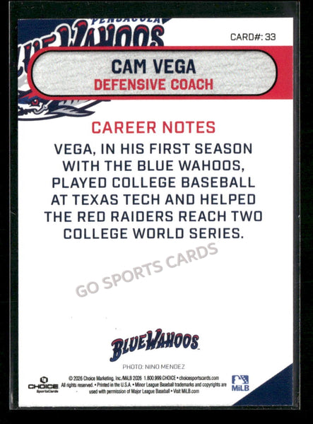 2026 Pensacola Blue Wahoos Cam Vega