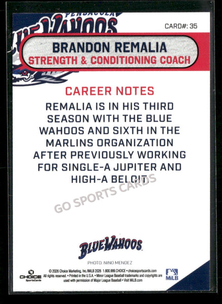 2026 Pensacola Blue Wahoos Brandon Remalia