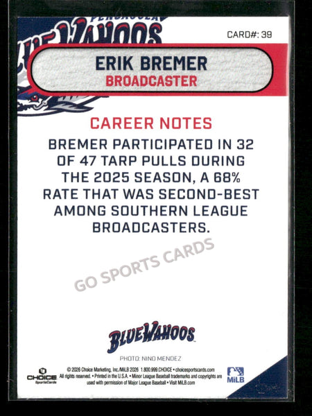 2026 Pensacola Blue Wahoos Erik Bremer