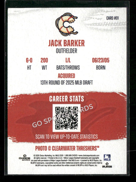 2026 Clearwater Threshers Jack Barker