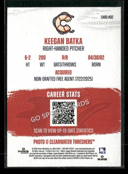 2026 Clearwater Threshers Keegan Batka