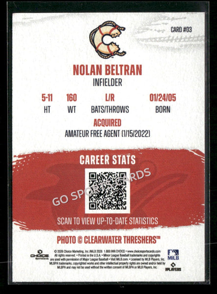 2026 Clearwater Threshers Nolan Beltran