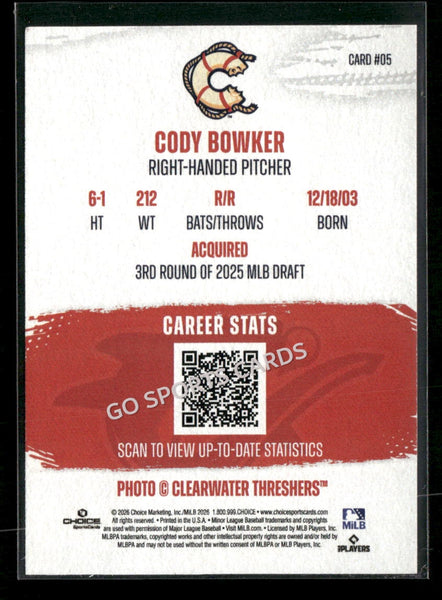 2026 Clearwater Threshers Cody Bowker