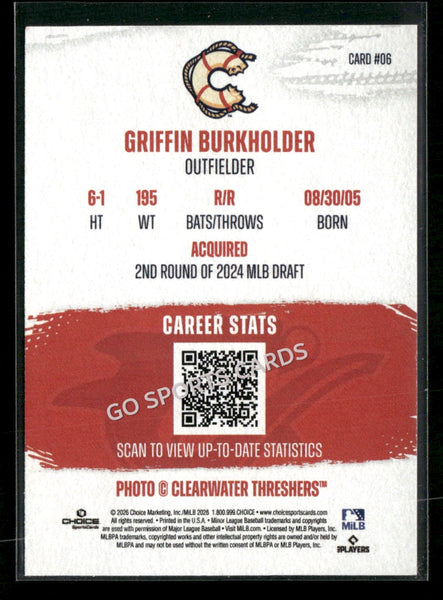 2026 Clearwater Threshers Griffin Burkholder