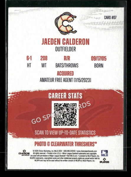 2026 Clearwater Threshers Jaeden Calderon