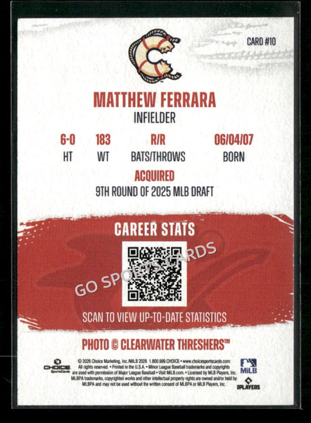 2026 Clearwater Threshers Matthew Ferrara