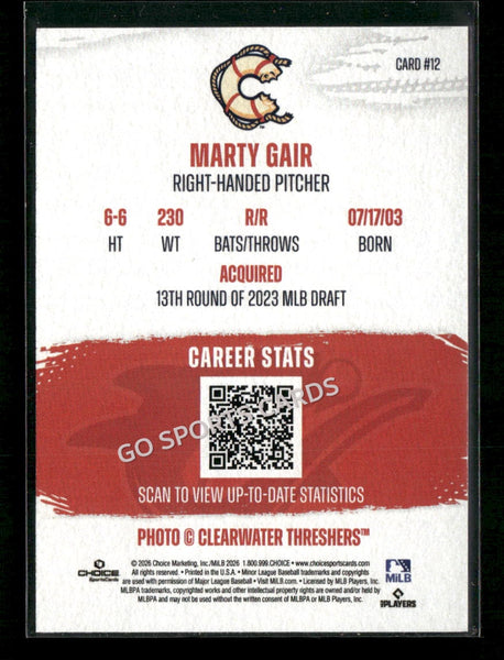 2026 Clearwater Threshers Marty Gair