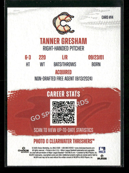 2026 Clearwater Threshers Tanner Gresham