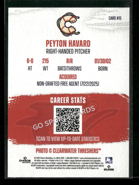2026 Clearwater Threshers Peyton Havard
