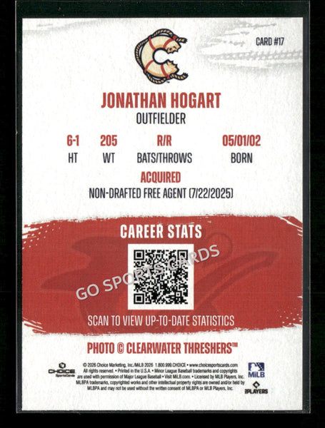 2026 Clearwater Threshers Jonathan Hogart