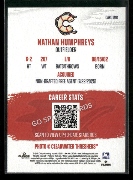 2026 Clearwater Threshers Nathan Humphreys