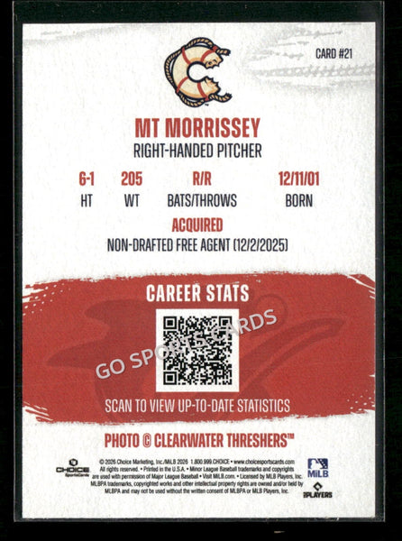 2026 Clearwater Threshers MT Morrissey