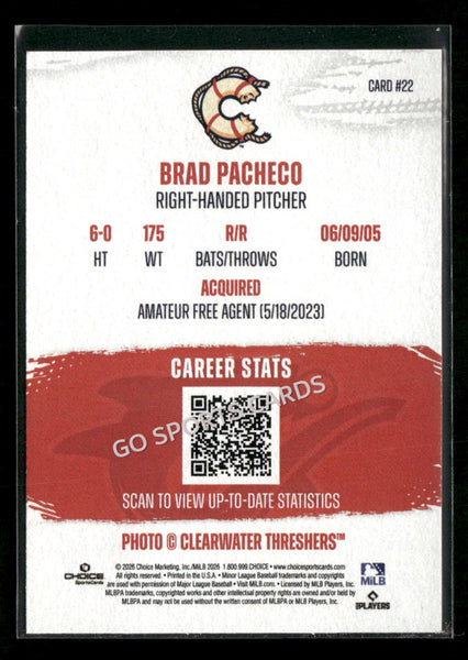 2026 Clearwater Threshers Brad Pacheco