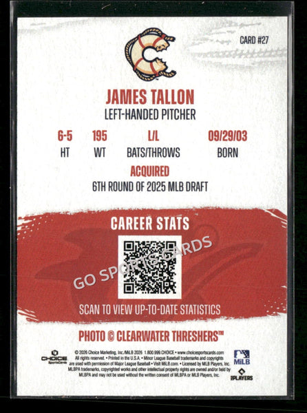 2026 Clearwater Threshers James Tallon