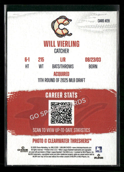 2026 Clearwater Threshers Will Vierling