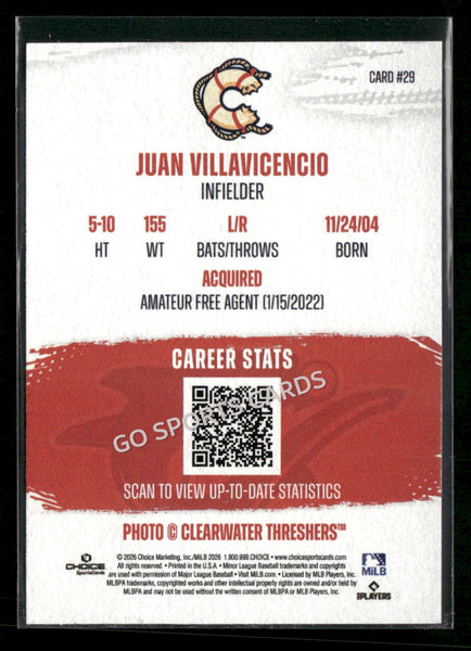 2026 Clearwater Threshers Juan Villavicencio