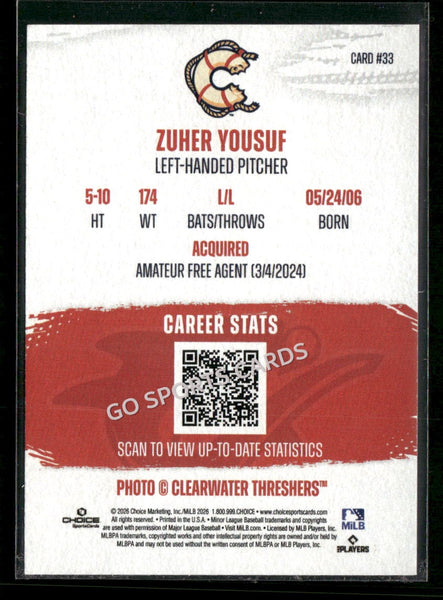 2026 Clearwater Threshers Zuher Yousuf