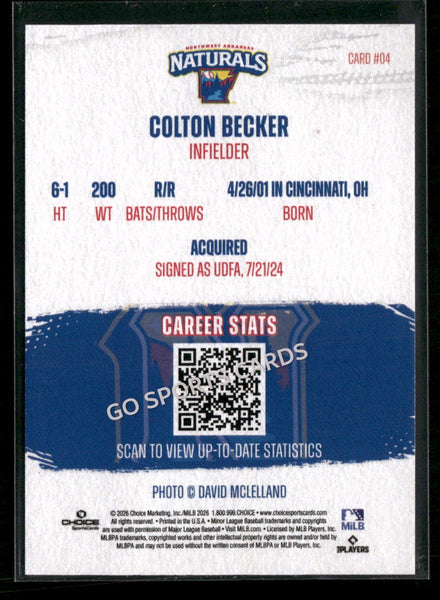 2026 Northwest Arkansas Naturals Colton Becker
