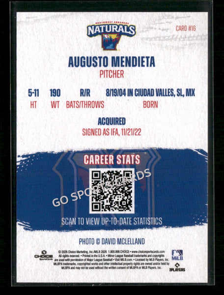 2026 Northwest Arkansas Naturals Augusto Mendieta